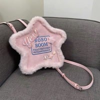 Y2K Pink Star Furry Backpack - Thumbnail 4