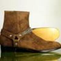 New Handmade Brown Colour Jodhpurs Pure Suede Buckle Strap Boots, Ankle High Boots Stylish Formal Boots For Men's - Thumbnail 2