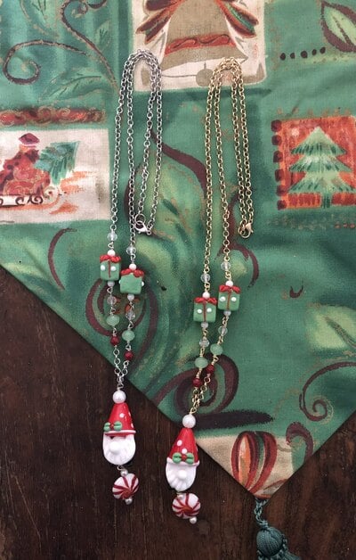 Christmas Lampwork Gnome Necklace