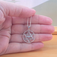 Sterling Silver Cz Star of David Pendant & Chain/Star of David Necklace/Star of David Jewellery/Star of David Jewelry/UK - Thumbnail 2