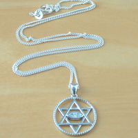 Sterling Silver Cz Star of David Pendant & Chain/Star of David Necklace/Star of David Jewellery/Star of David Jewelry/UK - Thumbnail 4