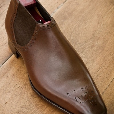 Burnished medallion toe brown premium leather moccasin loafer slip ons men shoes - Thumbnail 1