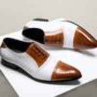 Oxford Two Tone Full Brogue Cap Toe Genuine Leather Handmade Formal Dress Shoes - Thumbnail 1