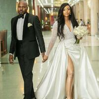 Illusion Pearls Crystal country wedding dresses - Thumbnail 3