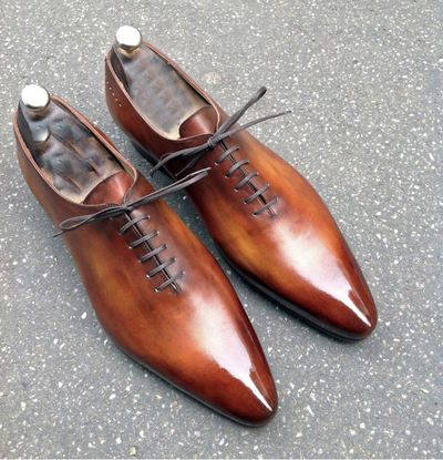 Handmade Men's Formal Shoes, Men's Brown Leather Lace Up Formal Shoes