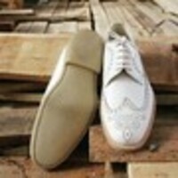Handmade Men Wingtip Brogue Crepe Sole shoes, Men White Leather Shoes - Thumbnail 2