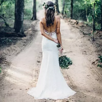 Rustic wedding dress backless bridal dress lace wedding gown - Thumbnail 2