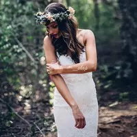 Rustic Wedding Dress Backless Bridal Dress Lace Wedding Gown - Thumbnail 2