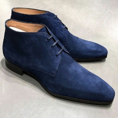 Elegant Handmade Blue Suede Chukka Boots, Men’s Dress Suede Ankle Boots