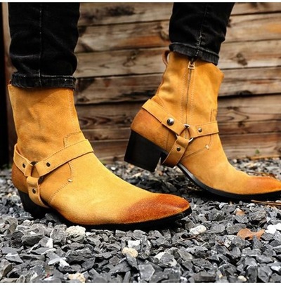 Mens Tan Color Suede Size Zipper Boots, Mens Fashion Ankle Style Boots