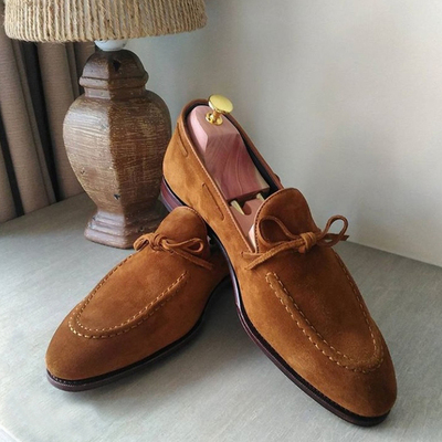 New handmade men's oxford tassels shoes,men's tan brown suede loafer slips shoes - Thumbnail 2