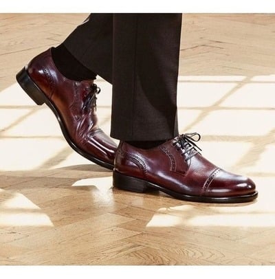 New Handmade Men's Classic Burgundy Cap Toe Brogue Lace Up Shoes