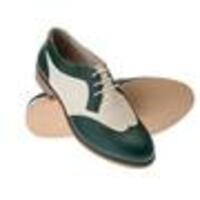Handmade Men Swing Dance Green & Beige Oxfords Shoes - Thumbnail 1