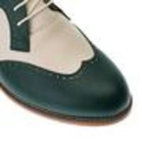 Handmade Men Swing Dance Green & Beige Oxfords Shoes - Thumbnail 2