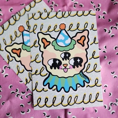 Clown cat - post card