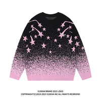 Gradient tie-dye star jacquard couple sweater - Thumbnail 1