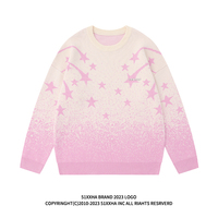 Gradient tie-dye star jacquard couple sweater - Thumbnail 3