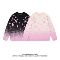 Gradient tie-dye star jacquard couple sweater - Thumbnail 4