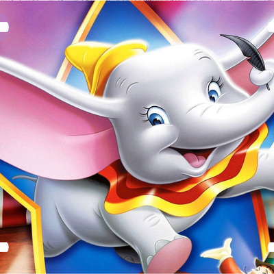 Disney dumbo flying with feather vanity license plate