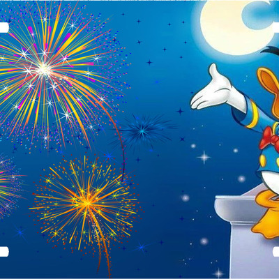 Disney donald duck with huey dewey and louie surfing vanity license plate