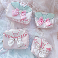 Sweet navy style cosmetic bag with bow, coin purse and card holder - Thumbnail 1