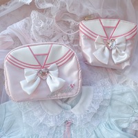 Sweet navy style cosmetic bag with bow, coin purse and card holder - Thumbnail 2