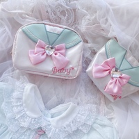 Sweet navy style cosmetic bag with bow, coin purse and card holder - Thumbnail 4