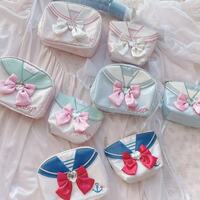 Sweet navy style cosmetic bag with bow, coin purse and card holder - Thumbnail 6