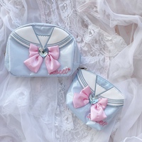 Sweet navy style cosmetic bag with bow, coin purse and card holder - Thumbnail 7