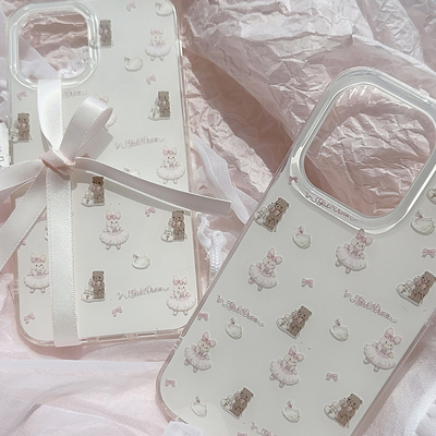 Original transparent rabbit and bear cute soft shell silicone phone case