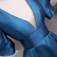 Short Sleeves Peacock Blue Long Prom Dresses, Peacock Blue Long Formal Evening Dresses KPP1626 - Thumbnail 2