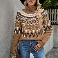 Vintage Turtleneck Knitted Sweater for Women - Thumbnail 7
