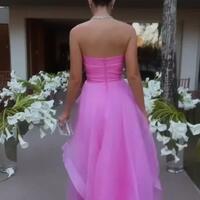 Strapless modest pink prom evening dresses - Thumbnail 1