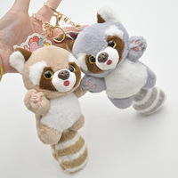 Cute Raccoon Doll Plush Keychain - Thumbnail 1