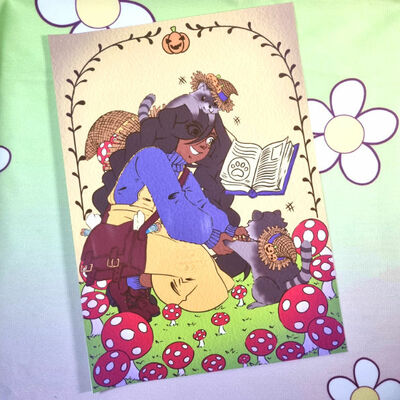 Racoon witch a4 print