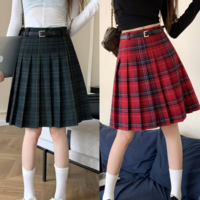 GREEN Plaid Pleated Skirt Outfit Plus Size Midi Plaid Skirts Full Pleated Plaid Midi Skirt Holiday Outfit Knee Length Tennis Skirt - Thumbnail 2