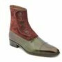 Handmade Leather Two Tone Buttoned Ankle High Boots for men Custom shoes for men - Thumbnail 1