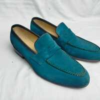 Patent Leather Suede Loafers Men Shoes - Thumbnail 3