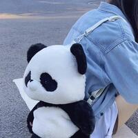Cute Panda Plush Backpack - Thumbnail 1