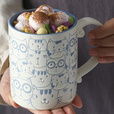 Cute cats hand-painted coffee mug 
