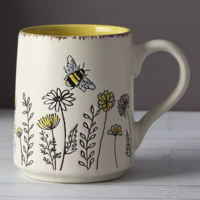 Retro Bee Floral Hand-painted Coffee Mug  - Thumbnail 1