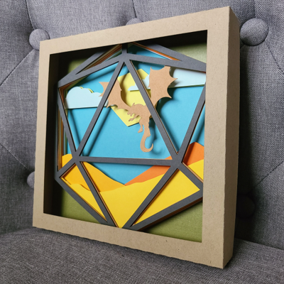 D20 desert dragon shadowbox