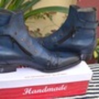 Jo Ghost Italian Blue Ankle High Boots with Zippers and Buttons - Thumbnail 2