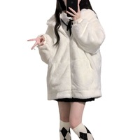 Cute furry imitation rabbit fur cardigan jacket - Thumbnail 6