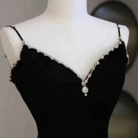 A Line V Neck Black and Green Tulle Long Prom Dresses, Black and Green Tulle Long Formal Evening Dresses KPP1628 - Thumbnail 1