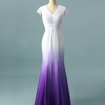 Ombre lace appliques modest bridal dresses