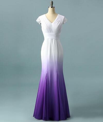 Ombre Lace Appliques Modest Bridal Dresses