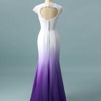 Ombre Lace Appliques Modest Bridal Dresses - Thumbnail 1