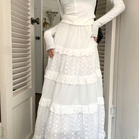 Stunning French Layers Embroidery Ruffle A-line Skirt Dress Amazing - Thumbnail 1