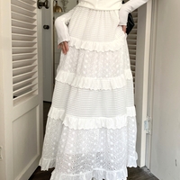 Stunning French Layers Embroidery Ruffle A-line Skirt Dress Amazing - Thumbnail 2